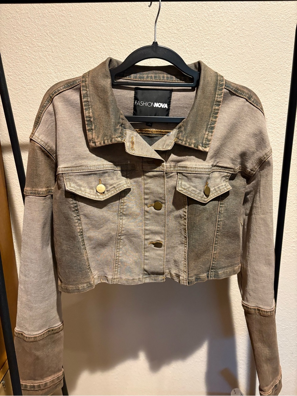 Fashion Nova Women's Cropped Distressed Denim Jacket